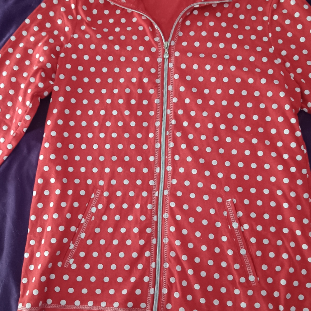 Red Polka Dot Zip-Up Jacket